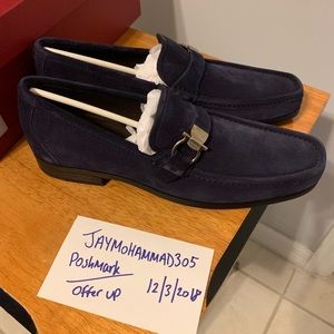 Salvatore Ferragamo Muller size 7 suede blue